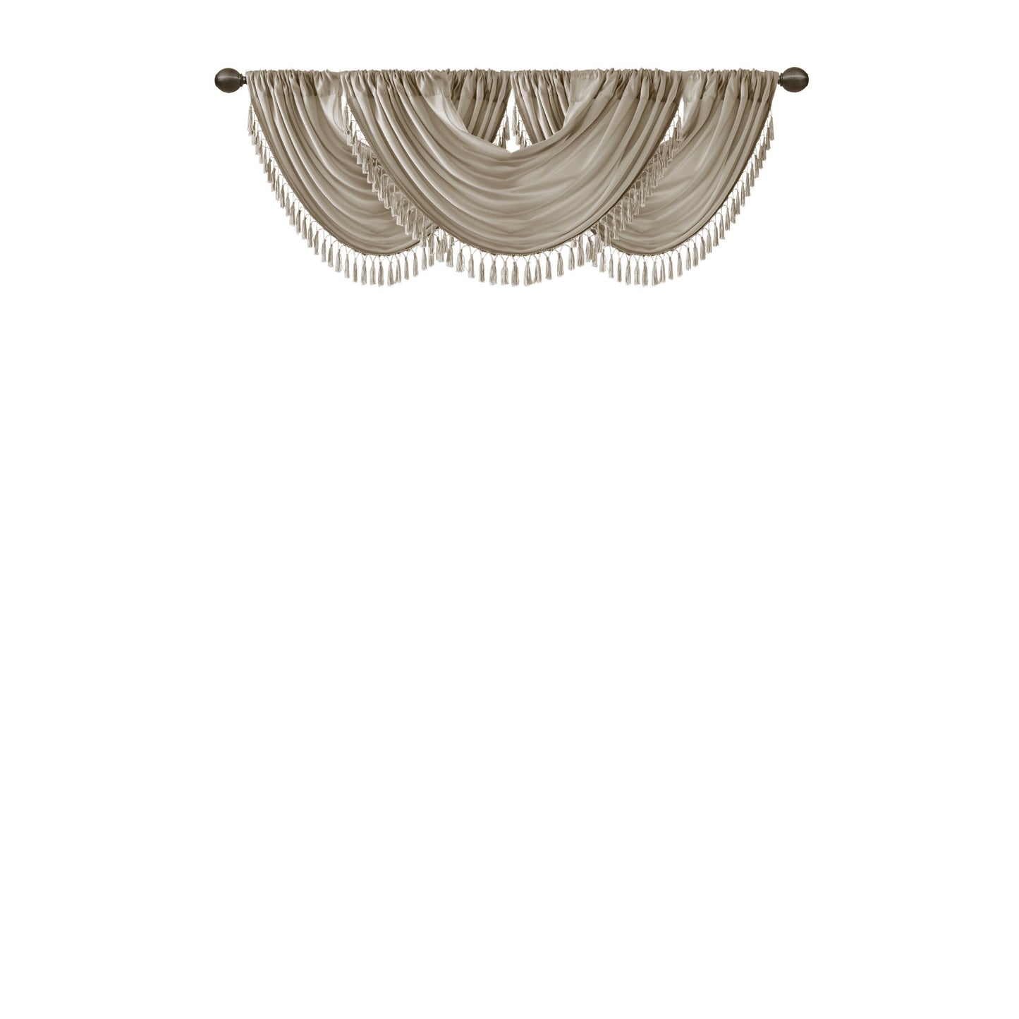 Faux Silk Waterfall Embellished Valance Champagne 38x46"