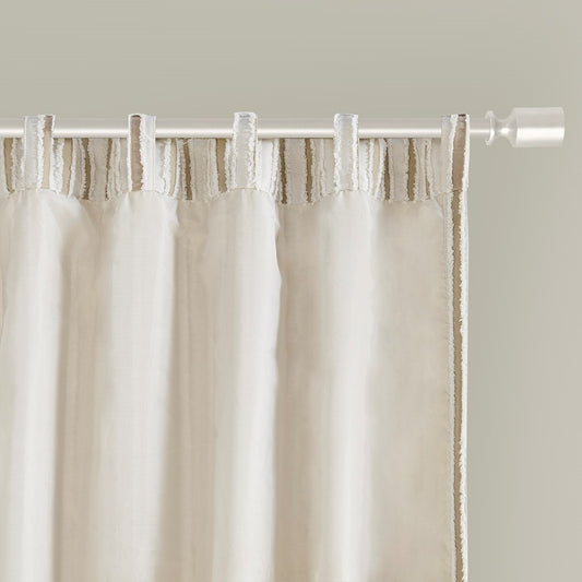 Clipped Jacquard Light Filtering Rod Pocket/Back Tab Single Curtain Panel(Only 1 Pc Panel)